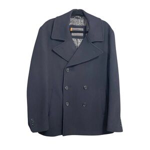 Ben Sherman Men’s Double Breasted Pea Coat Navy Blue L